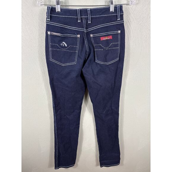 Jordache Women's 27 Blue Dark Wash Studded Rhinestone Stretch Pants Denim Jeans - Picture 2 of 14